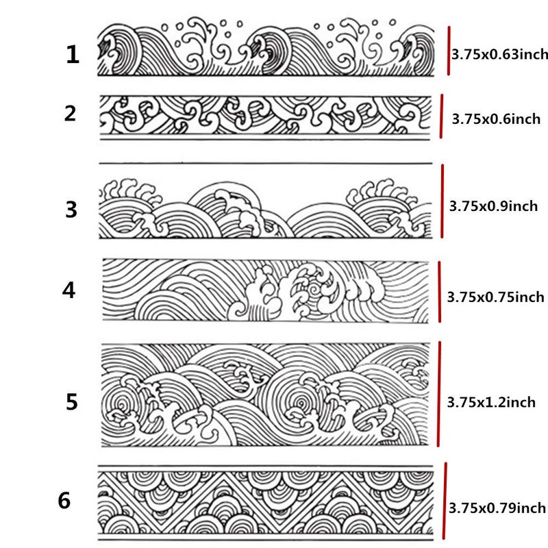 Arbuya Chinese Japanese Retro Style Ocean Waves Borders Lines Clouds Stamps Scrapbook DIY Photo Album Cards Rubber Stamp Clear Stamps Transparent Stamp - Image 2